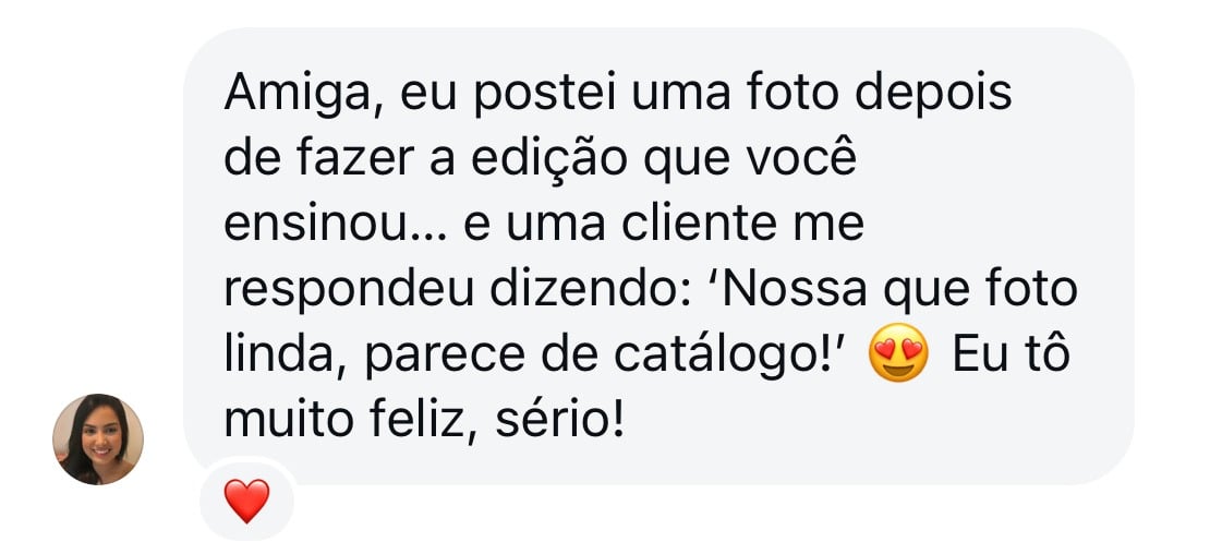 Depoimento de aluna sobre o curso Fotos e Vídeos que Vendem
